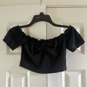 SHEIN Women’s Black Lettuce Cut Crop Top Size Small